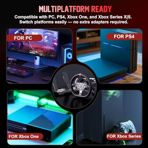 Image of PXN V10 Ultra Direct Drive Racing Wheel, 3.2Nm Force Feedback, Hall Effect Metal Pedals, 4 Aluminum Paddle Shifters, Sim Racing Wheel for PC, PS4, Xbox Series X|S & Xbox One
