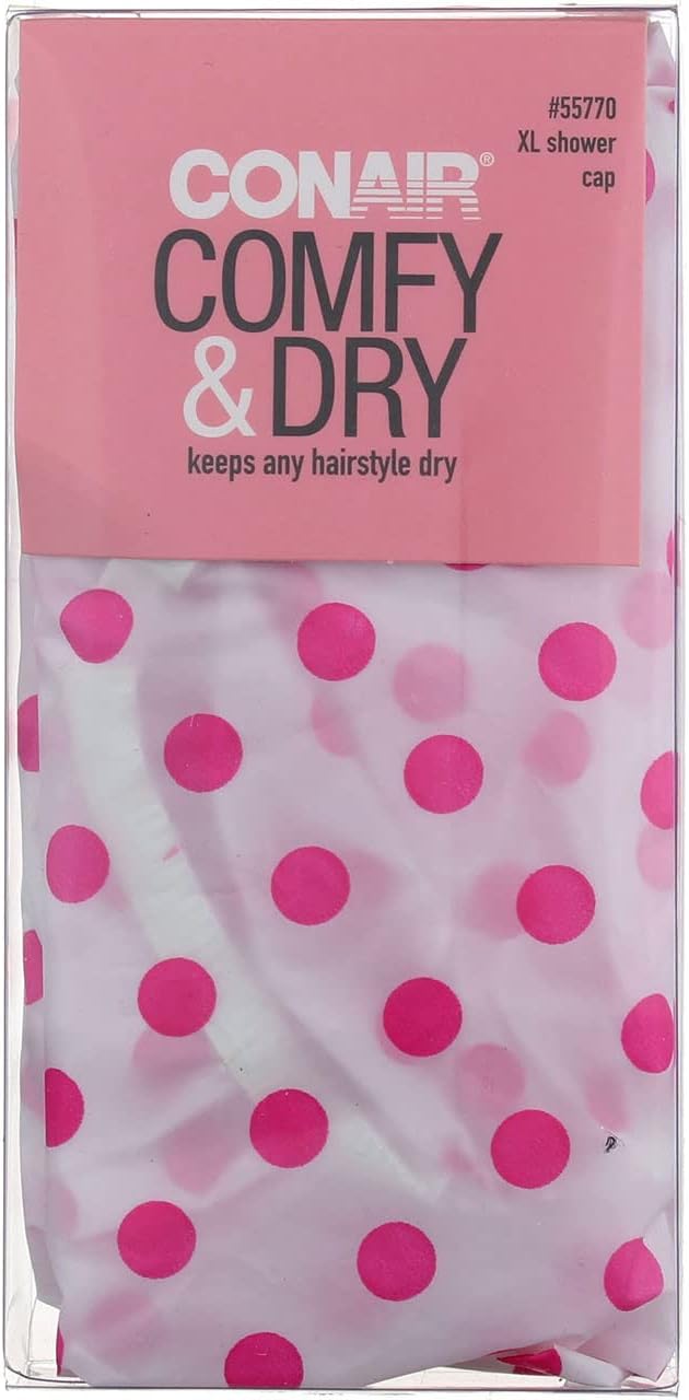 Extra Large Pink Polka Dot Waterproof Shower Cap