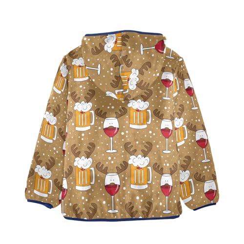 Beer Mugs with Reindeer Antler Girls Fleece Jacket Girls Fall Jacket Girls Zip Up Hoodie Girls Sherpa Jacket 2-10T2