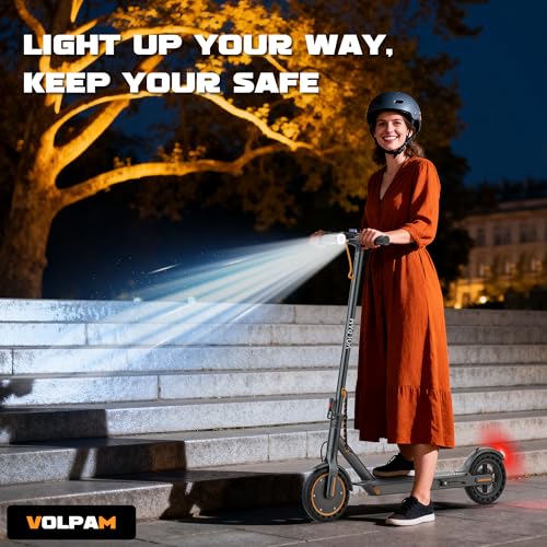 Image of VOLPAM Adult Electric Scooter, 350W /500WMotor, 8.5 inch /10 inch Solid Tires, 19 /22Mph, 32 /28 /23 /21 /18 /16Miles Max Range, Dual Braking