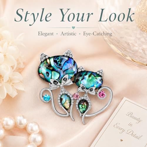 Image of Animal Brooch for Women Zirconia Rhinestone Abalone Shell Animal Lapel Pin Christmas Birthday Holiday Gift for Wife Mother Girlfriend Daughter