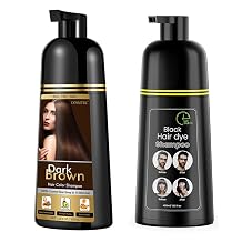Permanent Dark Brown Hair Dye Shampoo and COSMTEK Semi-Permanent Black Hair Dye Shampoo