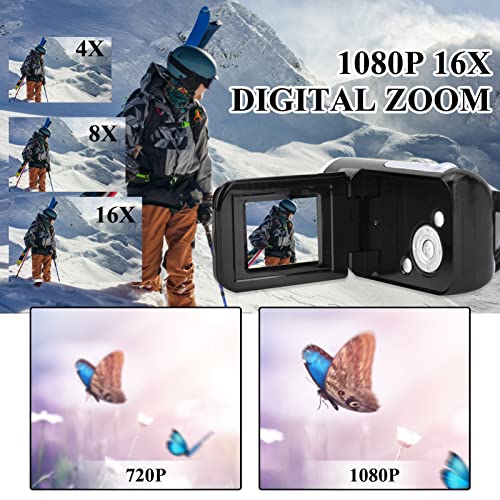 16X HD Digital Video Camera Camcorder, Portable Children Kids Digital Camcorder with 2 Inch Color TFT LCD Display Suitable for Exercise/Cycling/Mountain Climbing/Running(Black) - Image 3