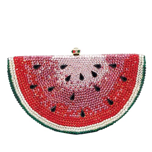 Image of RomanticDesign Cute Watermelon Rhinestone Evening Clutch for Women Glitter Crystal Purse Party Cocktail Banquet Handbag