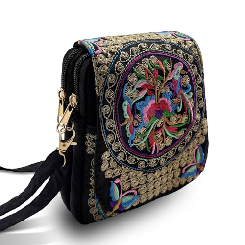 Embroidered Crossbody Bag Boho Ethnic Shoulder Bag Vintage Handmade Women Cellphone Pouch Small Handbag Coin Purse3