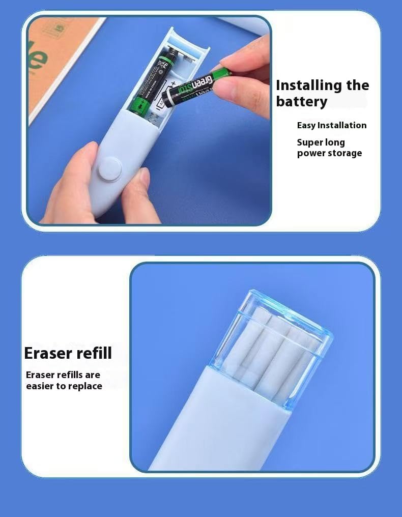 Weißer elektrischer Radierstift – wiederaufladbares, kabelloses Radierwerkzeug mit 10 austauschbaren Radiergummi-Nachfüllungen, Präzisions-Detailkorrektur für Kunst, Zeichnung und Hausaufgaben