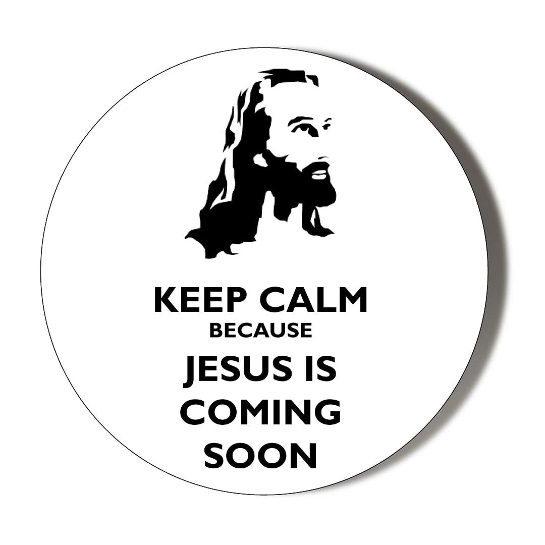 Gift Insanity Multi Keep Calm Because Jesus Is Coming Soon 10 X 49Mm Vinyl Stickers Pack Of 10