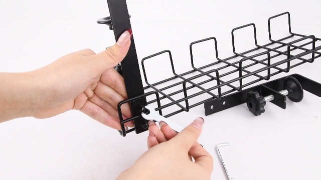FRETONBA Porta Cavi Scrivani, Vaschetta Portacavi Da Tavolo Regolabile, Senza Necessità Di Foratura, Cestelli Portacavi In Metallo Rivolti Verso L'interno O Verso L'esterno Per La Casa (Linea Retta - 14