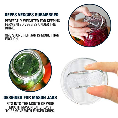 Fermentology Sauer Stone Glass Weights – Pickling And Fermenting Weights - Set Of 8 - Wide Mouth Mason Jar Fermentation #TOP2