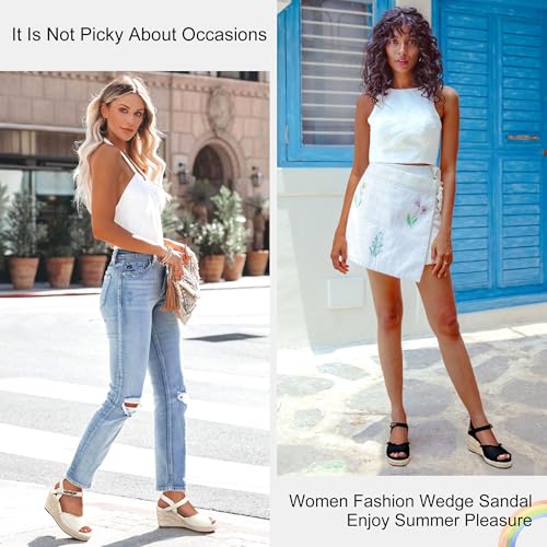 Vepose Women's 880 Wedge Sandals Peep Toe, 3.3" Inch High Heel Platform Espadrilles Sandals with Ankle Buckle2