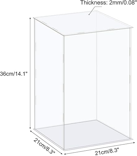 Miniatura 2 de MECCANIXITY Caja de exhibición de acrílico Escaparate claro de la protección a prueba de polvo 8.3x8.3x14.1 pulgadas para exhibición de