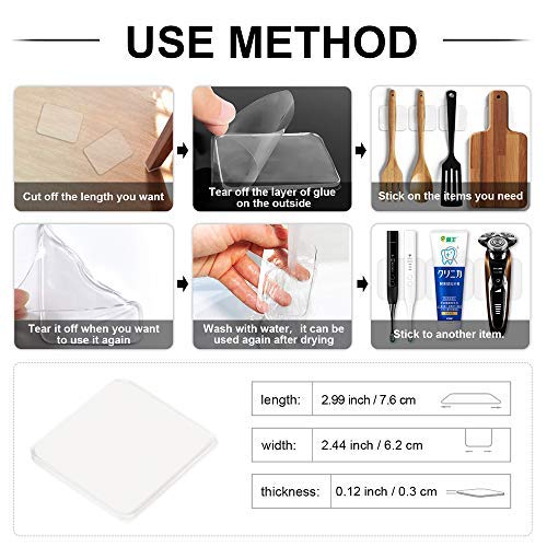 WOVTE 10Pcs Washable Double Sided Sticky Gel Pads, Multipurpose Reusable Non Slip Pad, Removable Gripping Pads Cell Phone Holder for Fixing Carpet Phones Pictures Car Dashboard Home Use (Clear)