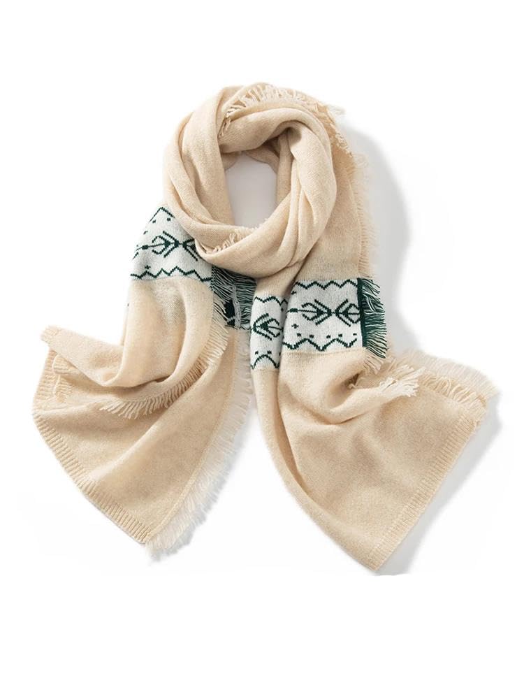Szalik kaszmirowy, Wełniany szal z kaszmiru Chusta Pashmina teksturowanymi frędzlami Lekki, cienki dla kobiet i mężczyzn(Beige)