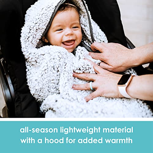 JJ Cole Bundle Me Winter Baby Car Seat Cover and Bunting Bag - Sherpa Lined Infant Car Seat and Infant Carrier Cover - Winter Baby Canopy - Cozy Gray