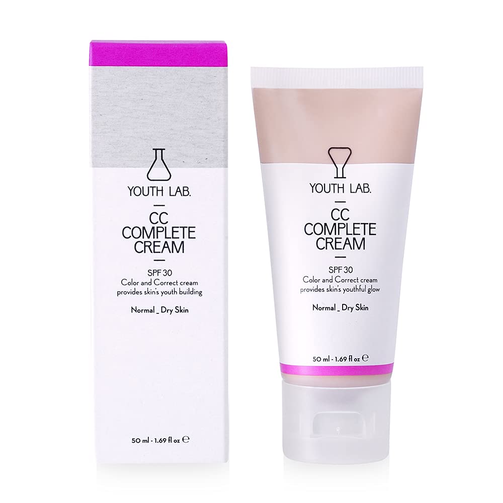 Youth Lab. CC Complete Cream. Crema Multifuncional con Color. Cubre Imperfecciones e Hidrata. Protege los rayos UV SPF 30. Para Pieles Normales o Secas. Contenido 50 ml.