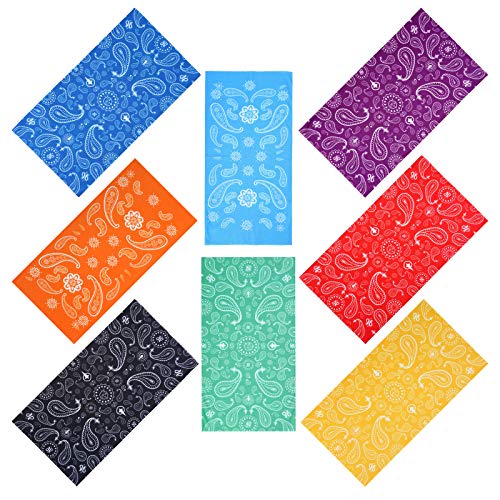 Smehcf Cashew Flower Headband Bandana Balaclava Half Face Mask Shield Head Hair Scarf Neck Gaiter Hat Multipurpose For Women Men Breathable Reusable Washable Blue Red Orange Green Yellow Purple 8Pcs #TOP1