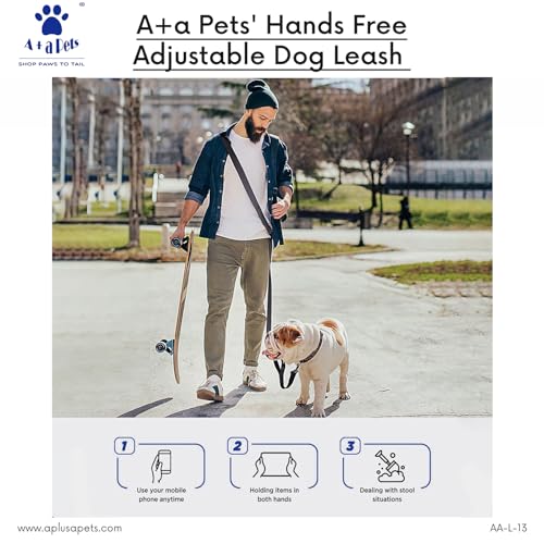 Image of A+a Pets' Hands Free Adjustable Dog Leash | Waist Tie-up, Lightweight, Adjustable, Durable Nylon for Running, Hiking, Jogging & Walking (NRed)
