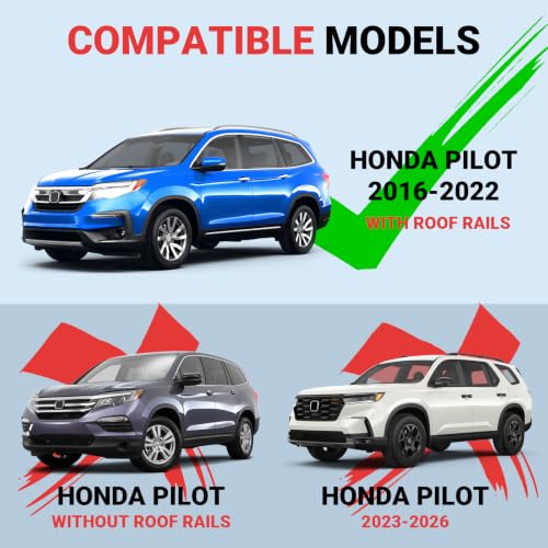 Image of Roof Racks Cross Bars Compatible with Honda Pilot 2016-2022, 330lbs Heavy-Duty Aluminum No Drill Crossbars Rails Cargo Rooftop Bike Snowboard Skiboard Luggage Rack Cargo Carrier