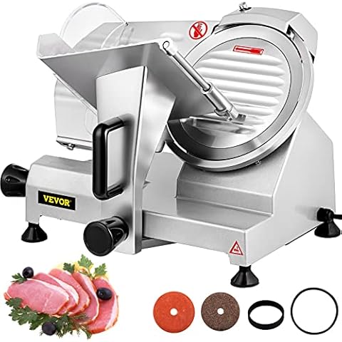 VEVOR Fleisch Allesschneider, 20,3 cm Klingen Aufschnittmaschine 120 W Schneidemaschine Fleisch, 0-12 mm Dicke Edelstahl Elektrischer Allesschneider Cover