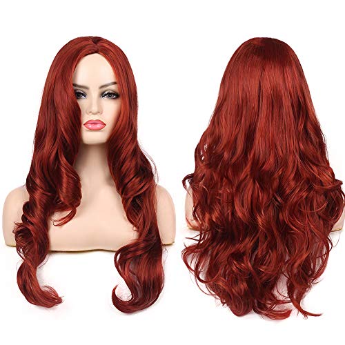 Kaneles Long Curly Body Wavy Orange Red Wigs for Women Natural Looking Synthetic Heat Resistant Cosplay Full Wigs