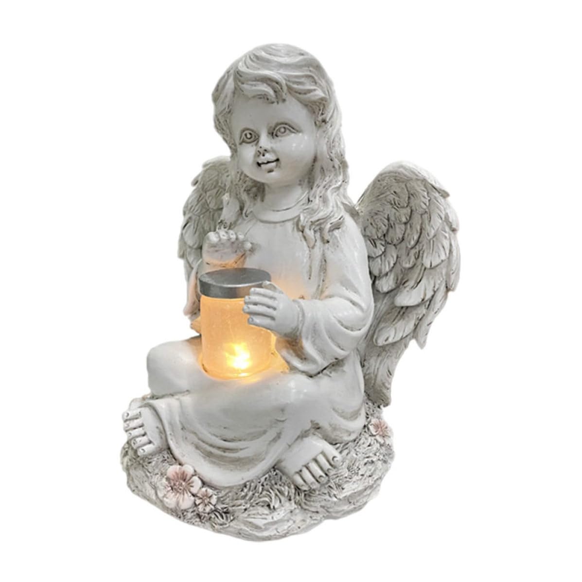 HEMOTON Statua Angelo Solare in Resina, Decorazione Creativa per Esterni