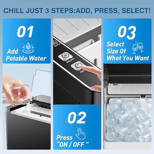 Image of Countertop Ice Makers Machine, Portable Ice Machine Producing 9 Ice Cubes Within 6 Mins, Bullet Ice Available in Two Sizes(S /L), Compact Mini Ice Maker Appliance for Home Kitchen Camping (Somber)