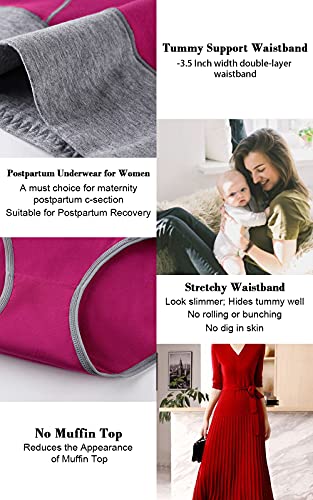 Image of CULAYII High Waisted Underwear for Women Cotton No Muffin Top Full Coverage Briefs Soft Stretch Ladies Panties 5 Pack