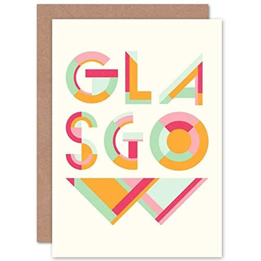 Artery8 Glasgow Colourful Word Sealed Greeting Card Plus Envelope Blank inside