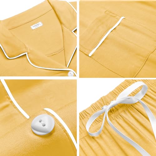 Image of SWOMOG Womens Button Down Pajamas Set Short Sleeve Sleepwear Bride Soft Pj Lounge Sets XS-3XL