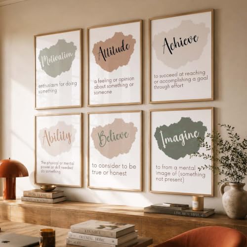 Image of kotart Quote wall Paintings with Frame for Home Decoration - Painting Living Room Bedroom Office hanging frames Set of 6 Multicolo (14X20 Inch, A)