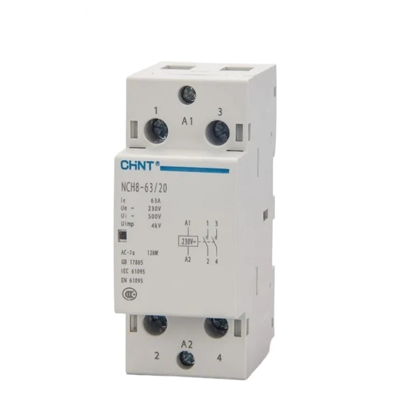 WBNFFUCYU NCH8-63/20 Modular AC Household Mini Contactor 220V 230V 20A 25A 40A 63A 1NO 1NC 2NO 2NC 4NO NCH8-20 25 40(Nch8-40a,2NO2NC)