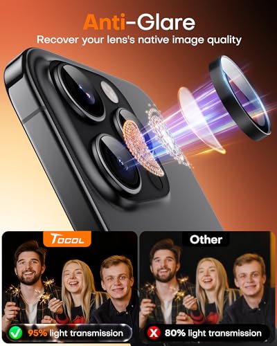 Image of TOCOL Camera Lens Protector for iPhone 13 Pro Max /iPhone 13 Pro Tempered Glass HD Individual Scratch Resistant Camera Cover Accessories Case Friendly 2 Pack(Black)