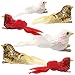 Athoinsu 6-Piece Delicate Sequined Artificial Feather American Robin Bird Fake Bird Figures Clips Christmas Ornaments, Handcrafted Decorations Indoor/Outdoor, Year (Styel 2)