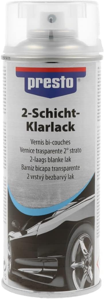 presto 2-Schicht-Klarlack 400 ml, transparent, hochglänzend, hochwertige Acryl-Qualität, schnelltrocknend, UV-beständig, wetterfest, Lack Finish