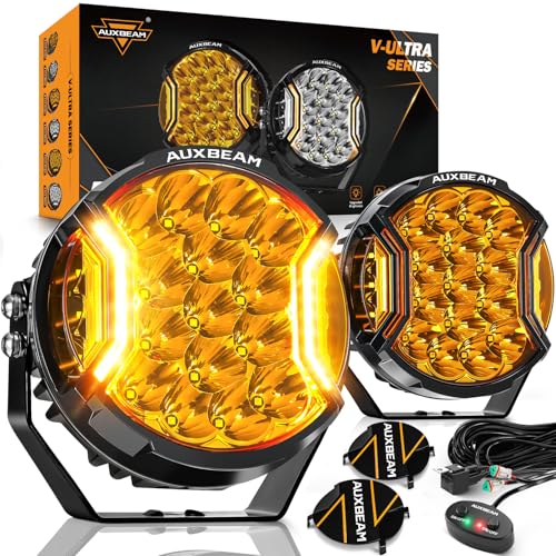 Auxbeam V-Ultra Series 7" 226W Side Shooter LED Offroad Lights, Amber DRL 3 Modes Light Bar, 270Β° Coverage Round LED Pods Spotlights, 26800LM Yellow Fog Lights with Protective Covers, Pair 7