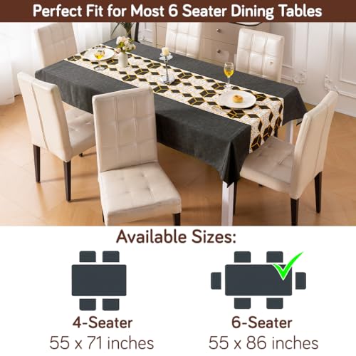 Image of HOKIPO Modern Grace Table Cloth for 6 Seater, 55x86 in, Amber Hive