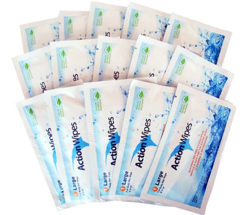 15ct Bag, Individually Wrapped: No Shower? No Problem! Action Wipes Are Large, Naturally Cleansing Body Wipes Moistened