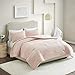 Comfort Spaces Cotton Comforter Set Jacquard Pom-Pom Tufts Design, Down Alternative, All Season Modern Bedding, Matching Shams, Twin/Twin XL, Phillips, Blush