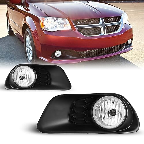 AUTOFREE Fog Lights for Dodge Grand Caravan 2011-2020 with Bulbs H10 12V42W Fog Lamps Assembly Wiring Kit & Switch Included- 1 Pair (Clear Lens)