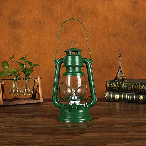 Preisvergleich Produktbild THY Altertümlich Petroleumlampe, tragbare Lampe, Laterne, Schmiedeeisen Outdoor-Camping-Fotografie Requisiten Vintage-Schmuck Lichtbox Kerosin-Lampen Zeigen,Green