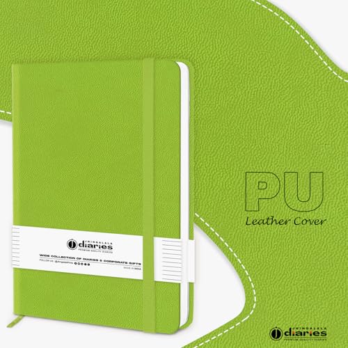 Image of Jhingalala Diaries - Hardbound Leather Cover Pocket Size Corporate Executive Diary Notebook I Pocket Diary For Men and Women I A6 Size I 80gsm Paper I 192 Ruled Pages (Parrot Green)