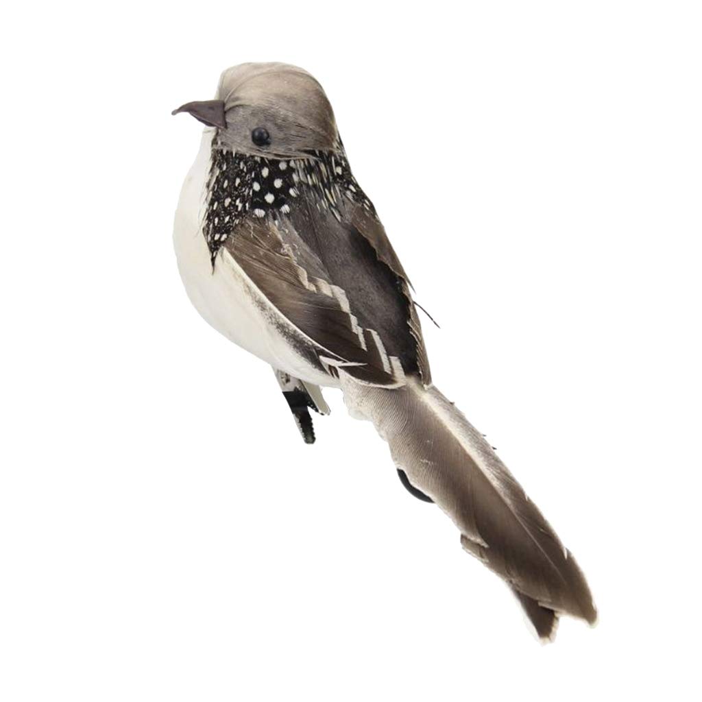 Joymerit Grey 1Pcs Artificial Feathered Sparrow Bird Clip Fake Spadger Bird