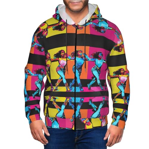 Sweat à capuche imprimé homme veste zippée manches longues