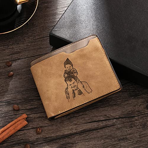 Nobelook Personalized Wallets for Men Custom Engraved with Picture Name Initials Bifold Wallets Best Gift for Father Husband Boyfriend Birthday Valentine's Day (Style 2)2