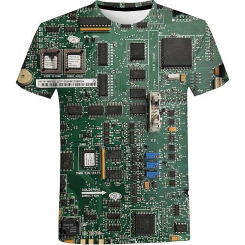 Vobumix Camiseta con Estampado De Placa De Circuito, Camiseta Verde a, Camiseta De Equipo para Hombre, De Manga Corta De Verano para Hombre, Ropa Informal Diaria
