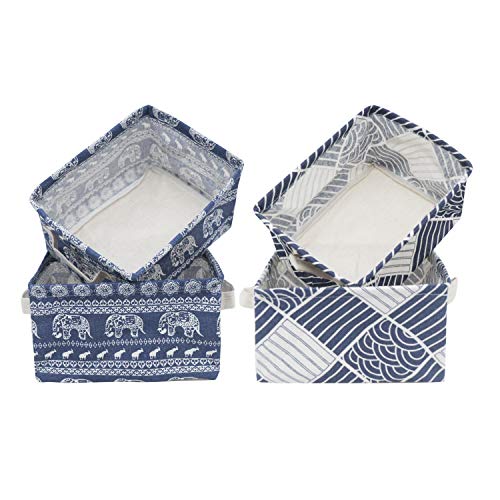 Anzirose Cesta de Almacenaje Cesta Organizadora 20x16x12cm Juego de 4 Storage Basket Set para Guardería Armario Escritorio Azul