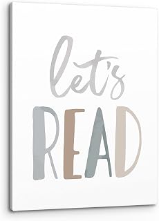 PHAMTE Reading Quotes Let’s Read Wall Art, Minimalist Colourful Words Artwork Nursery Print Framed Canvas Painting Artwork Home Bathroom Kids Students Room Nursery Classroom Library Decor(11x14 Inch)