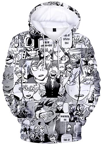 JOAYIN Niña Sudadera con Capucha My Hero Academia Ropa Deportiva Linda de Anime 3D Unisexo Himiko Toga Deku Hoodie con Bolsillo de Canguro(S)