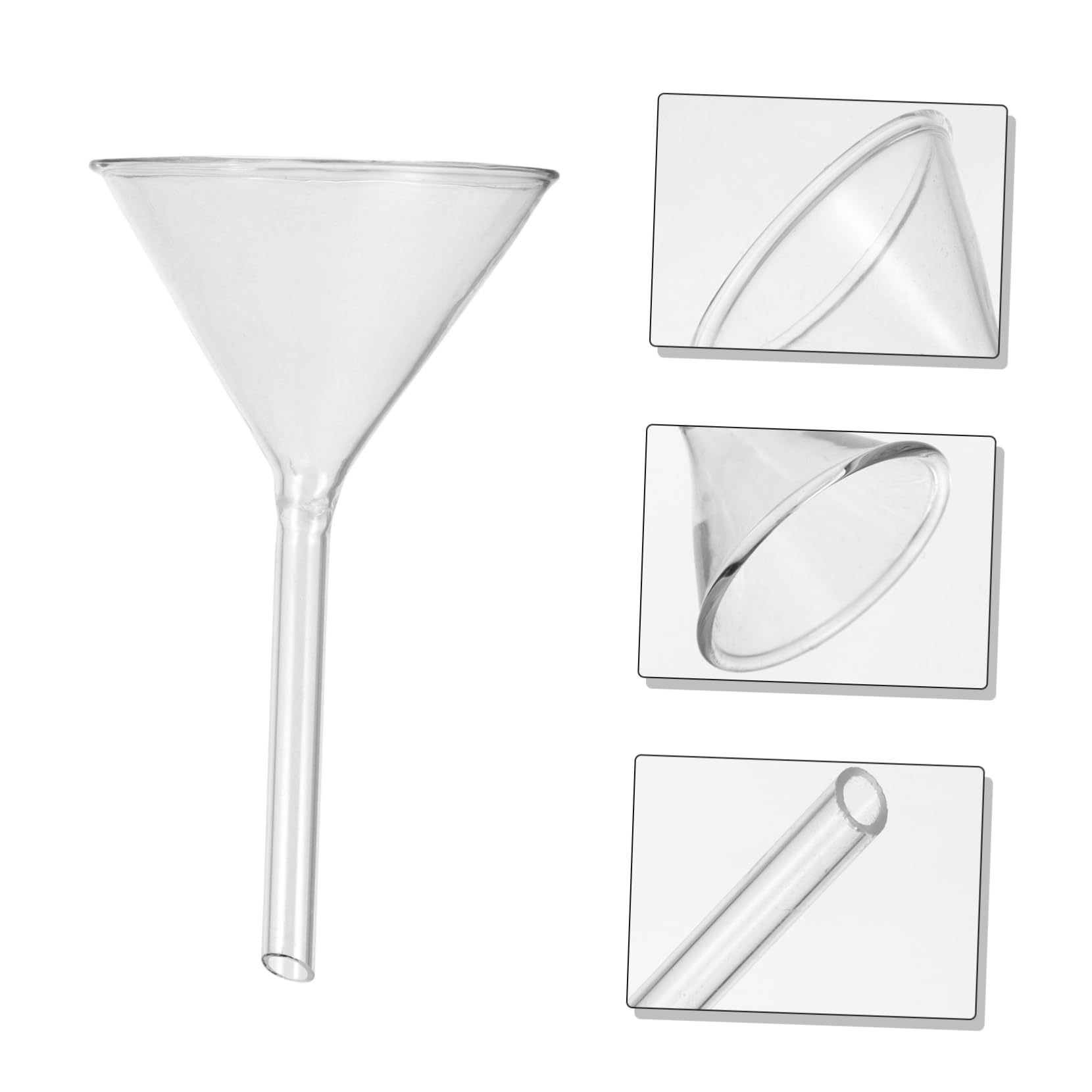 PRETYZOOM 8 Piezas embudo botellas de agua equipo de laboratorio de química líquido experimentos colador material de laboratorio de vidrio herramienta resistente a la temperatura