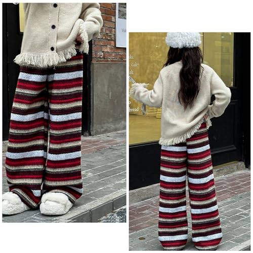 Kids Girls Boys Baggy Pants Streetwear High Waisted Wide Leg Pants Casual Loose Striped Lounge Pants Long Trousers4